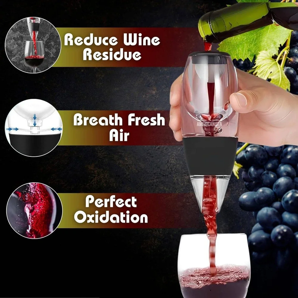 Americanista Wine Aerator with Filter‎ Screen and Base Black BPA Free New